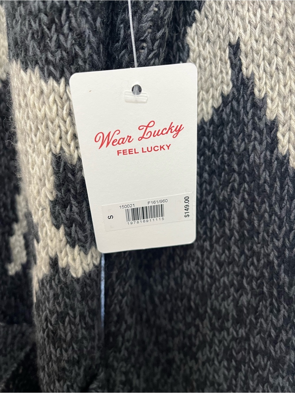 Lucky Brand Charcoal Gray and Cream Horse Pattern Open Cardigan - Picture 2 of 3